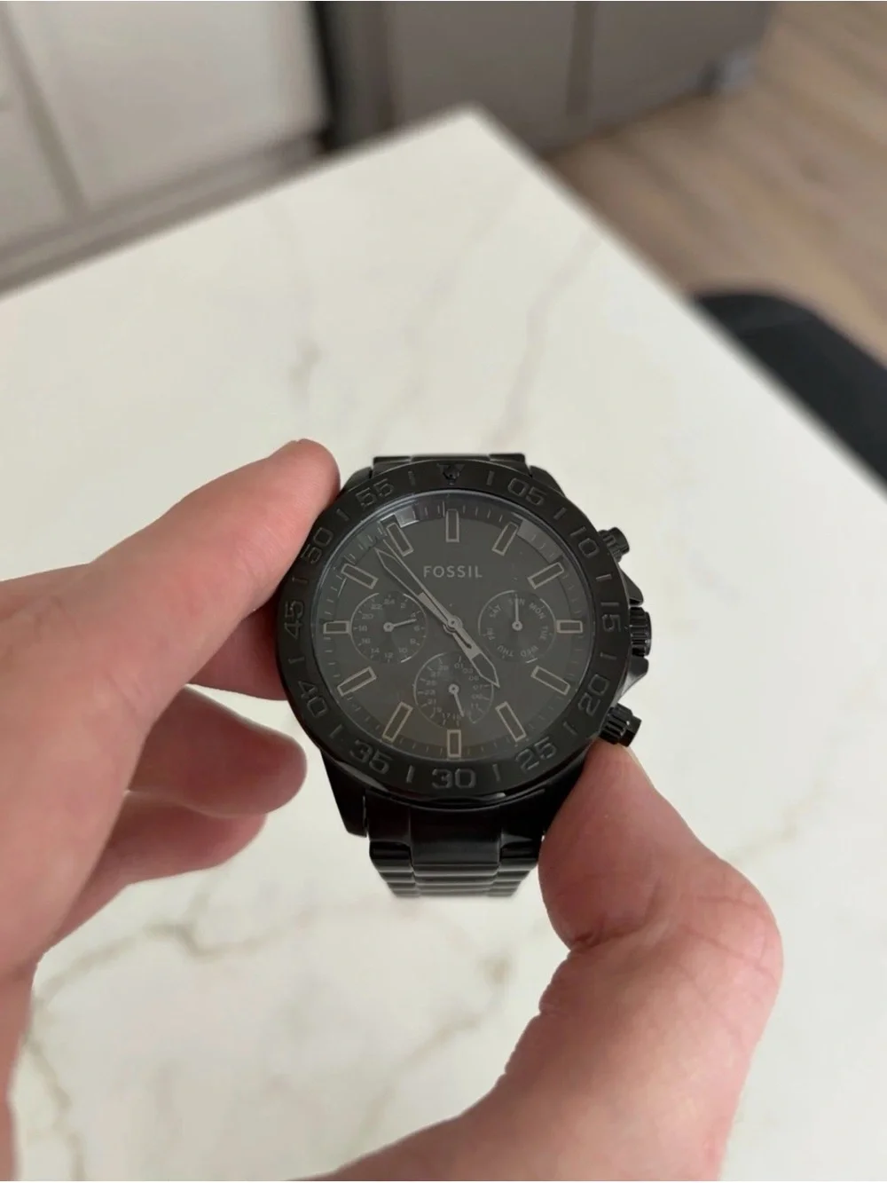 Fossil Black Men's Stainless Steel Chronograph Watch